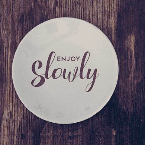 Teller mit Spruch enjoy slowly