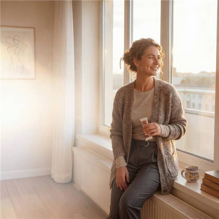 Frau mit Modifast Riegel